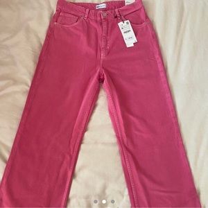 pink wide leg ZARA jeans high wasted never worn tags still on size US 14